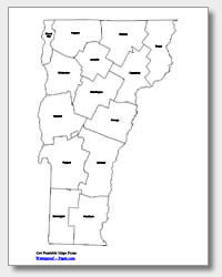 printable Vermont county map labeled