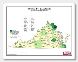 printable Virginia population by county map