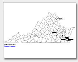 printable Virginia major cities map labeled