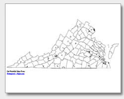 printable Virginia major cities map unlabeled