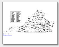 printable Virginia county map labeled