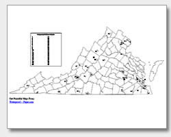 printable Virginia county map unlabeled