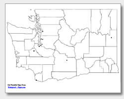 printable Washington major cities map unlabeled