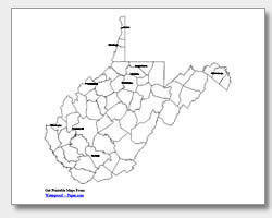 printable West Virginia major cities map labeled