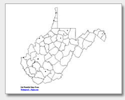 printable West Virginia major cities map unlabeled