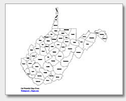 printable West Virginia county map labeled