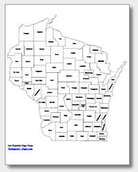 printable Wisconsin county map labeled