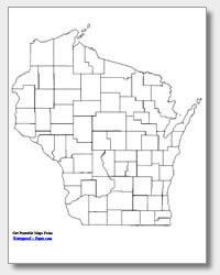 printable Wisconsin county map unlabeled