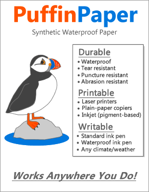 PuffinPaper waterproof inkjet paper